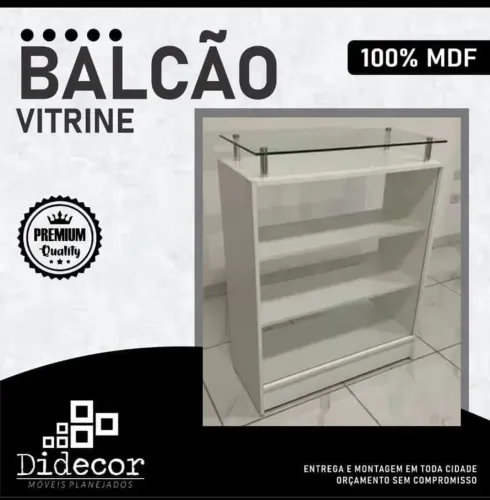 Balcão Vitrine em MDF Branco