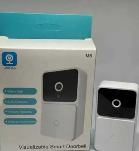 Campainha Inteligente Sem Fio com Câmera e Áudio, Wi-Fi,
