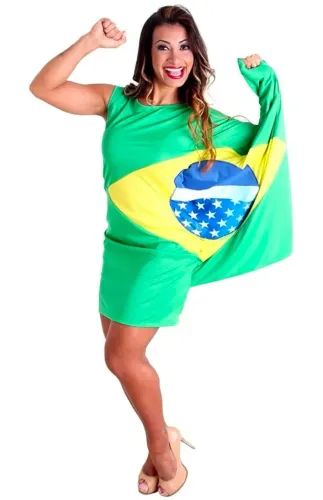 Vestido Camisa Bandeira do Brasil 100% Original Sulamericana TAM M LACRADO