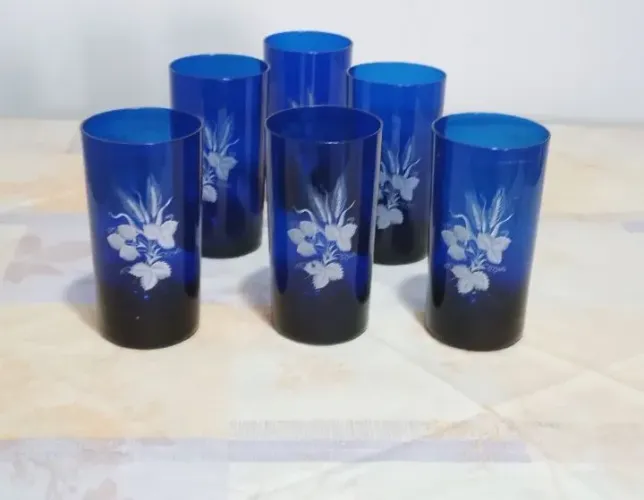 Baixei o preço, CRISTAL, ART NOUVEAU ANTIGO - 6 COPOS - JOGO.