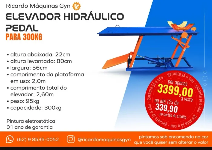 Elevador/rampa para moto hidráulico/manual/pedal 300kg