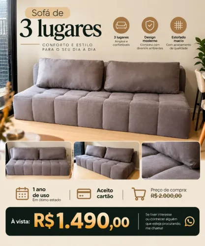 SUPER BARATO!! SOFÁ 3 LUGARES!! R$1.490,00