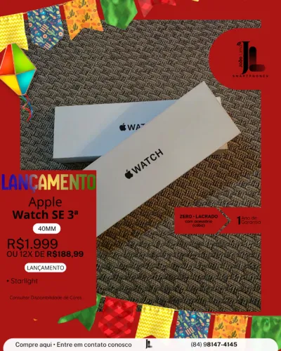 APPLE  WATCH SE 3ª, 40MM, LACRADO, LANÇAMENTO!