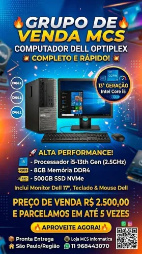 Dell Optiplex I5 13º 8Gb DDR4 NVME 512GB