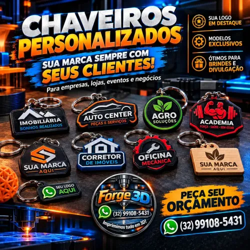 Chaveiro Personalizado Para Empresa Negócio Pessoal Particular