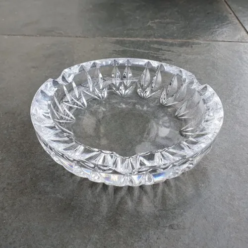 Cinzeiro De Cristal Antigo Russo Redondo 15 X 4 Cm Raridade!