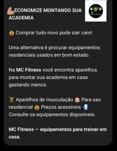 Loja de Venda de Aparelhos seminovos e acessórios para Musculação 