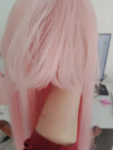 Peruca Rosa Clara 60cm Lisa com franja
