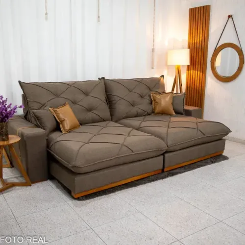 Sofá Retrátil Reclinável Malibu 2.90m Veludo D33 e Molas Ensacadas