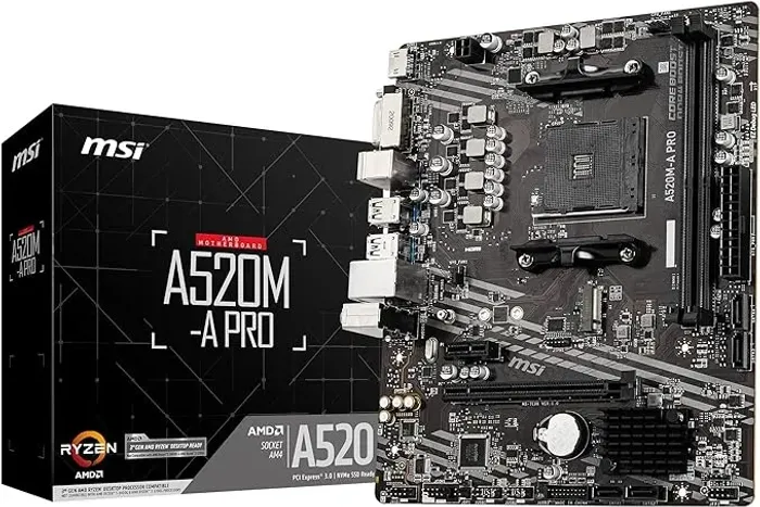 Placa Mãe MSI A520M-A PRO (AM4/2xDDR4/HDMI/DVI-D/M.2/USB 3.2)