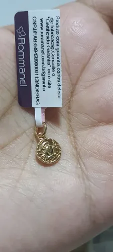 Pingente Rommanel Anjo da Guarda banhado a ouro 18k