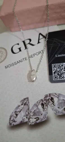 Colar moissanite e prata de lei