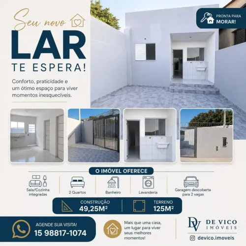 Casa Moderna com Quintal e 2 Vagas de Garagem