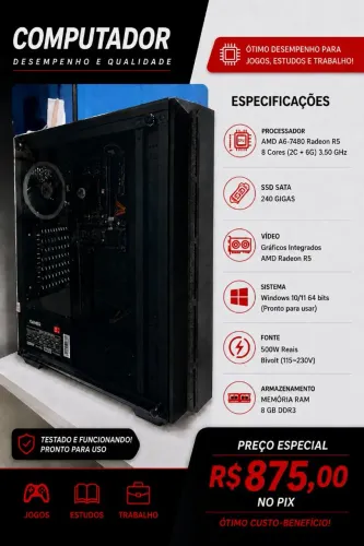 Computador escritório e estudo formatado e com boas configurações