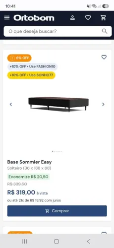 Cama Box de solteiro Ortobom