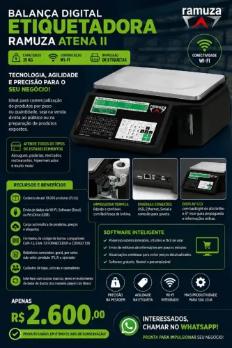 BALANÇA DIGITAL ETIQUETADORA RAMUZA ATENA II