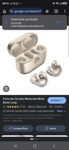 Fone Motorola Swarovski Buds Loop - NOVO