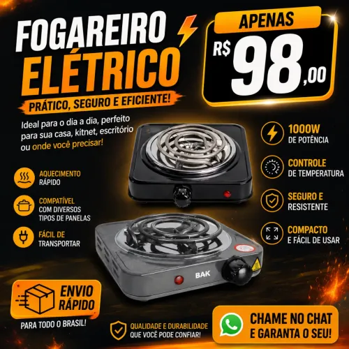 Fogareiro elétrico 1 boca