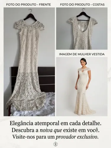 Vestido Longo de Festa / Noiva Civil em Renda e Pérolas - Modelo Sereia
