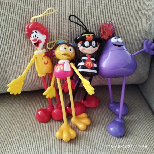Coleção Completa McDonald's 2003 Flexíveis - Ronald, Shake, Birdie e Papa Burguer