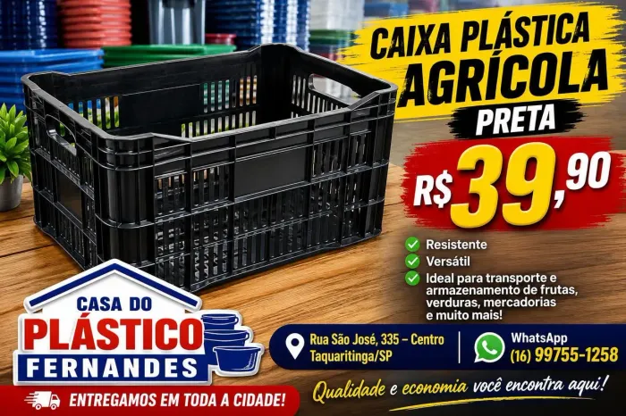 Caixa de plástico 55 litros tipo agrícola