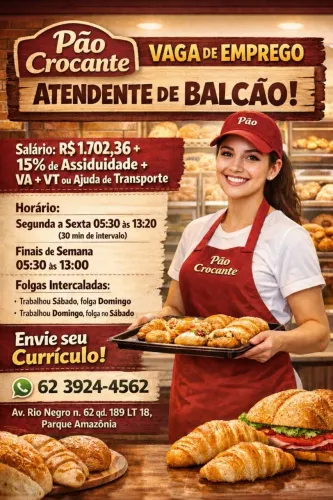 Vaga de emprego balcão panificadora