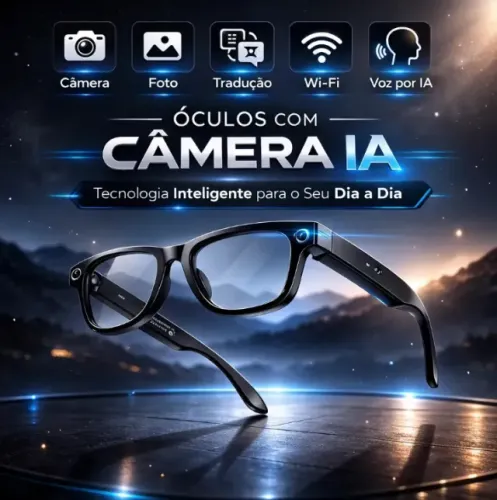 Óculos Inteligente com Câmera , Lente Polarizada e Proteção UV