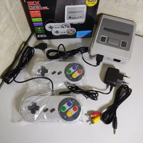 Video Game Classic Super Nintendo Mini Com 2 Controles 620 Jogos