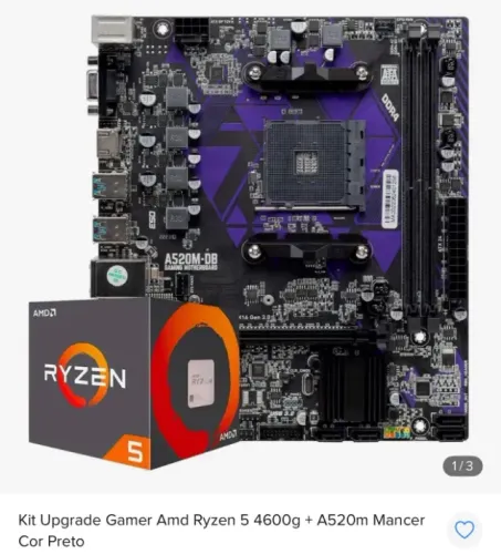 KIT RYZEN 5 4600G E PLACA MÃE A520 