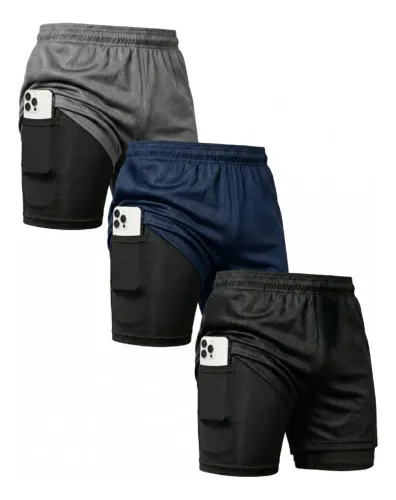 Shorts de compressão 2 em 1