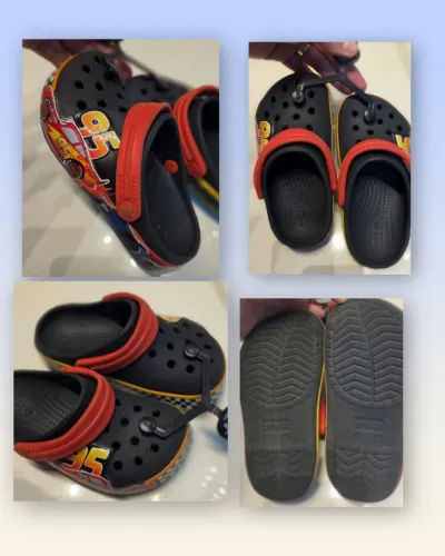 Crocs Infantil Fun Lab Disney Pixar Cars ( Relâmpago McQueen Preto ) Original 