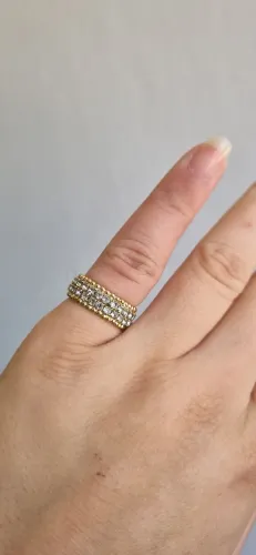 Anel tamanho 12 folheado a ouro cravejado de zirconias
