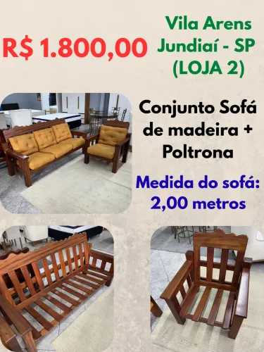 Sofá com poltrona de madeira