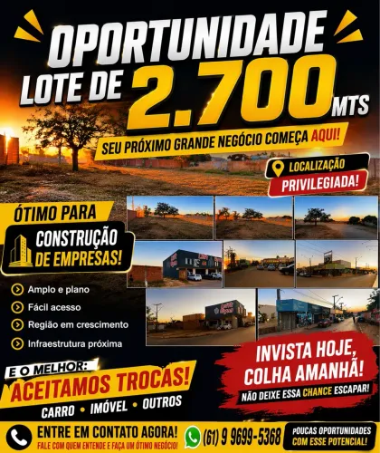 VENDO/TROCO LOTE COMERCIAL 2700 MTS VISTA BELLA INCRA 9