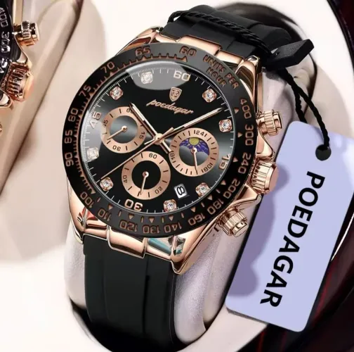 Relógio Masculino POEDAGAR 629 à Prova D'água Pulseira em Silicone