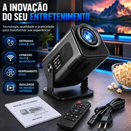 Projeto Hy320 Smart TV Android 11 WiFi6 Lumens FHD Mini Projeto Portátil Preto