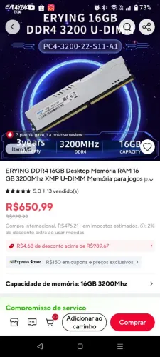 Memória ram 16gb. Vendo ou troco por rx580