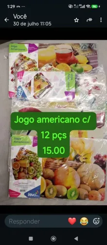 Jogo americano c 12 peças emborrachado