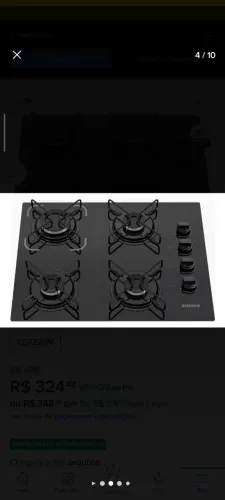 Vendo fogão Cooktop com 4 bocas e acendimento automático 