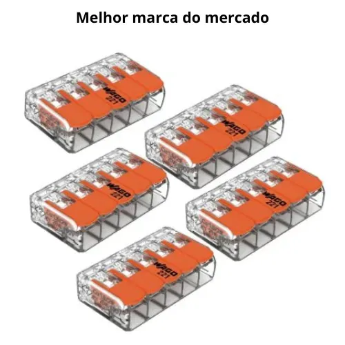 Kit 5 Conectores Para Emenda 221-415 Wago 5 Vias De 4mm
