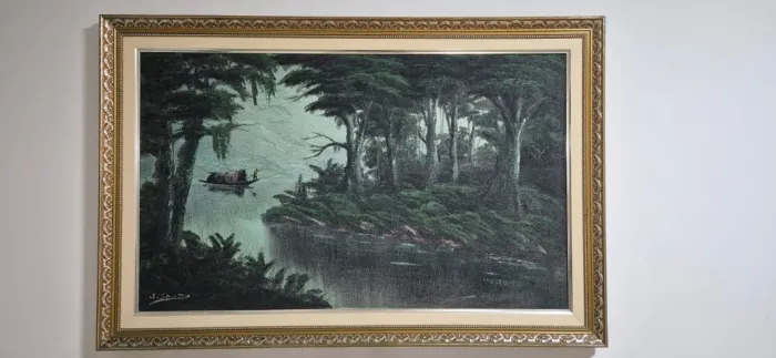 Quadro Pintura Vintage Antigo Anos 90 (Óleo sobre tela) Assinado por J. Soares 115x75cm