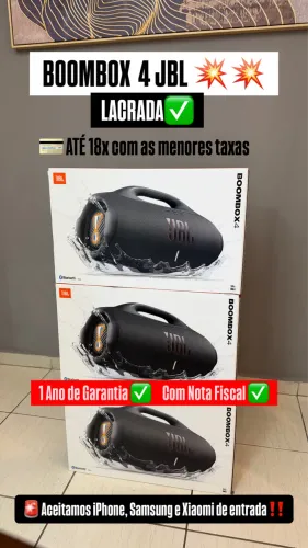 Boombox 4 JBL LACRADA COM NOTA FISCAL 1 Ano de Garantia 