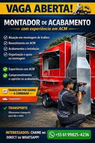 VAGA ABERTA - MONTADOR DE ACABAMENTO (COM EXPERIÊNCIA EM ACM)