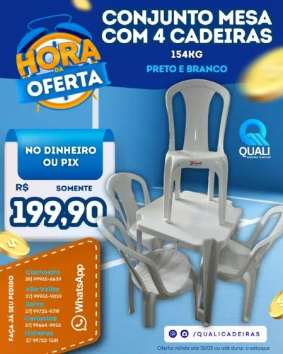 Conjunto Mesa com 4 Cadeiras