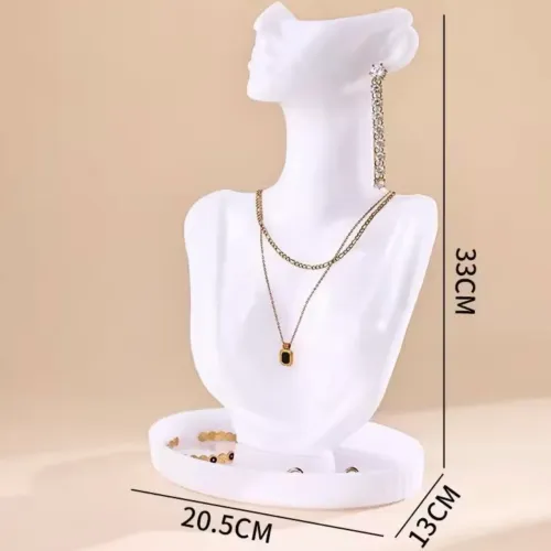 Manequim feminino expositor de joias Branco Acrílico 