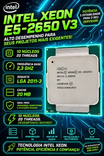 Processador Intel Xeon E5 2650 V3 2,3 Ghz 10 Núcleos & 20 Threads LGA 2011-3