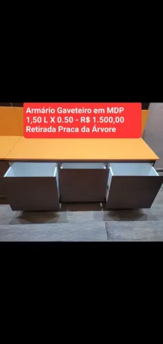 Armário gaveteiro, 3 gavetas de mdp 1,50m x 50cm.
