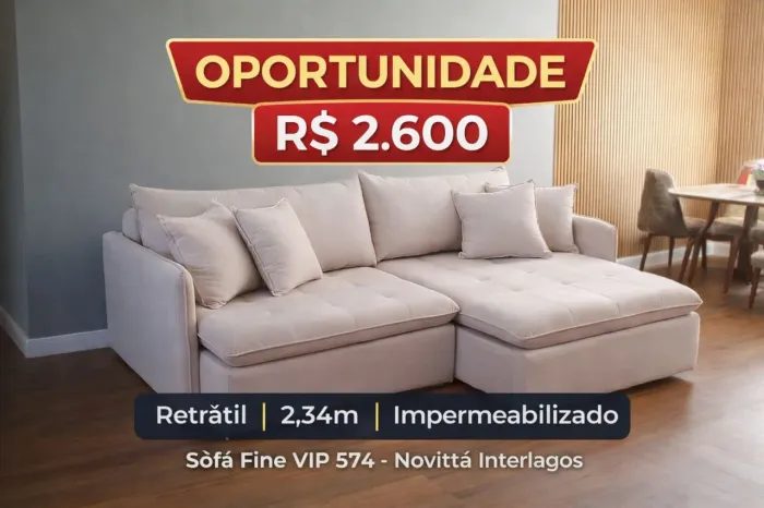Sofá Retrátil e Reclinável 2,34m Impermeabilizado Fine VIP Impecável