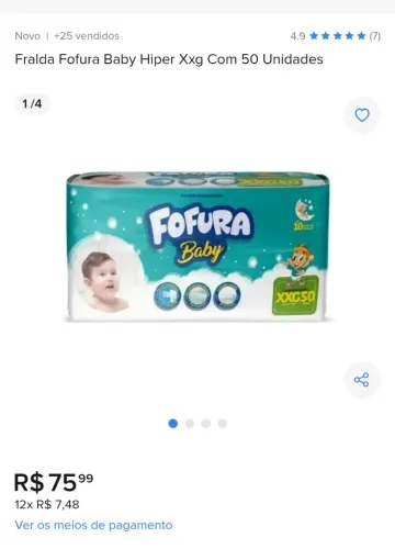 Fralda fofura baby xxg 5o uni