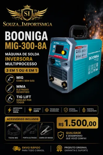 Máquina de solda booniga mig-300-8A inversora multiprocessador